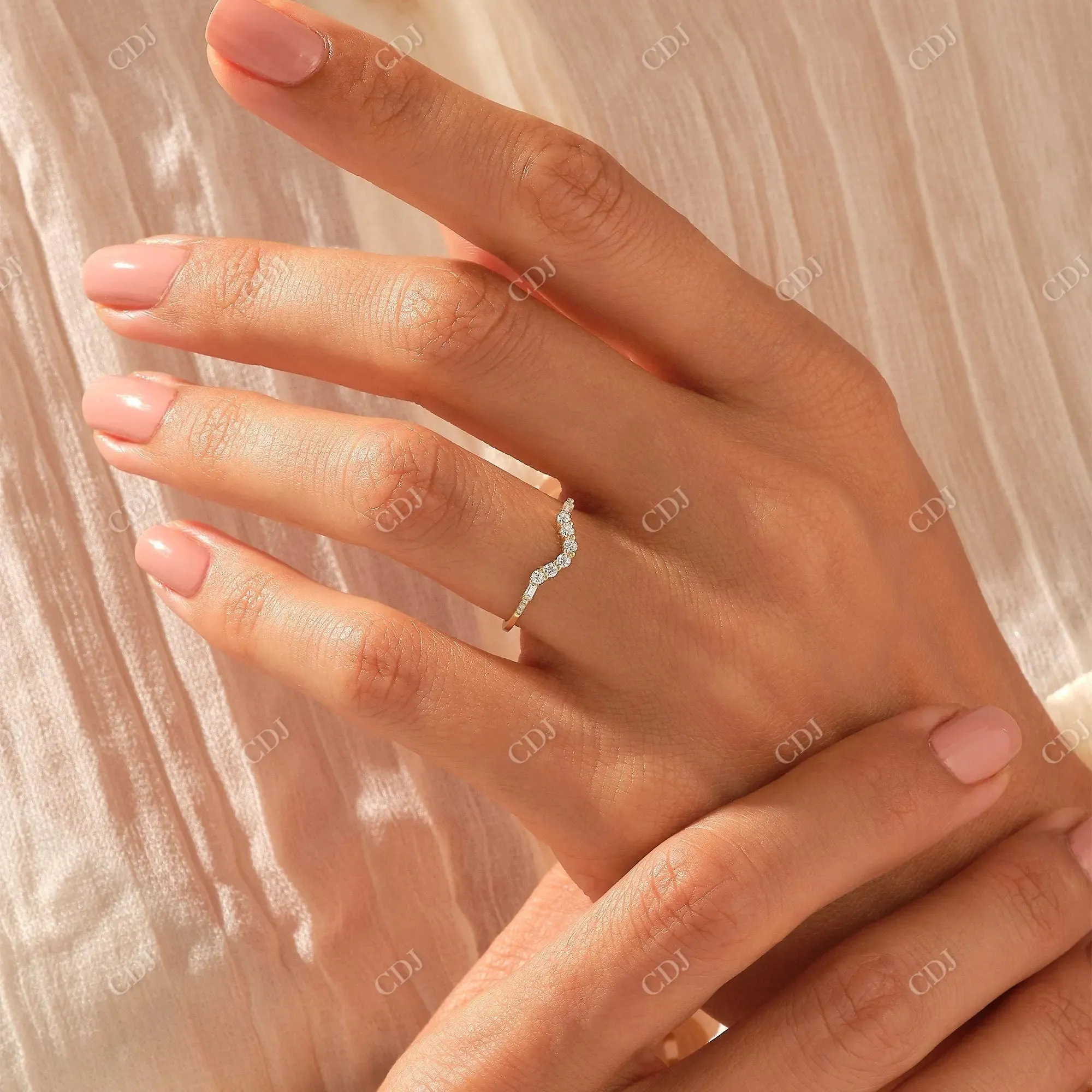 0.20CTW Cluster Lab Grown Diamond Curve Wedding Band