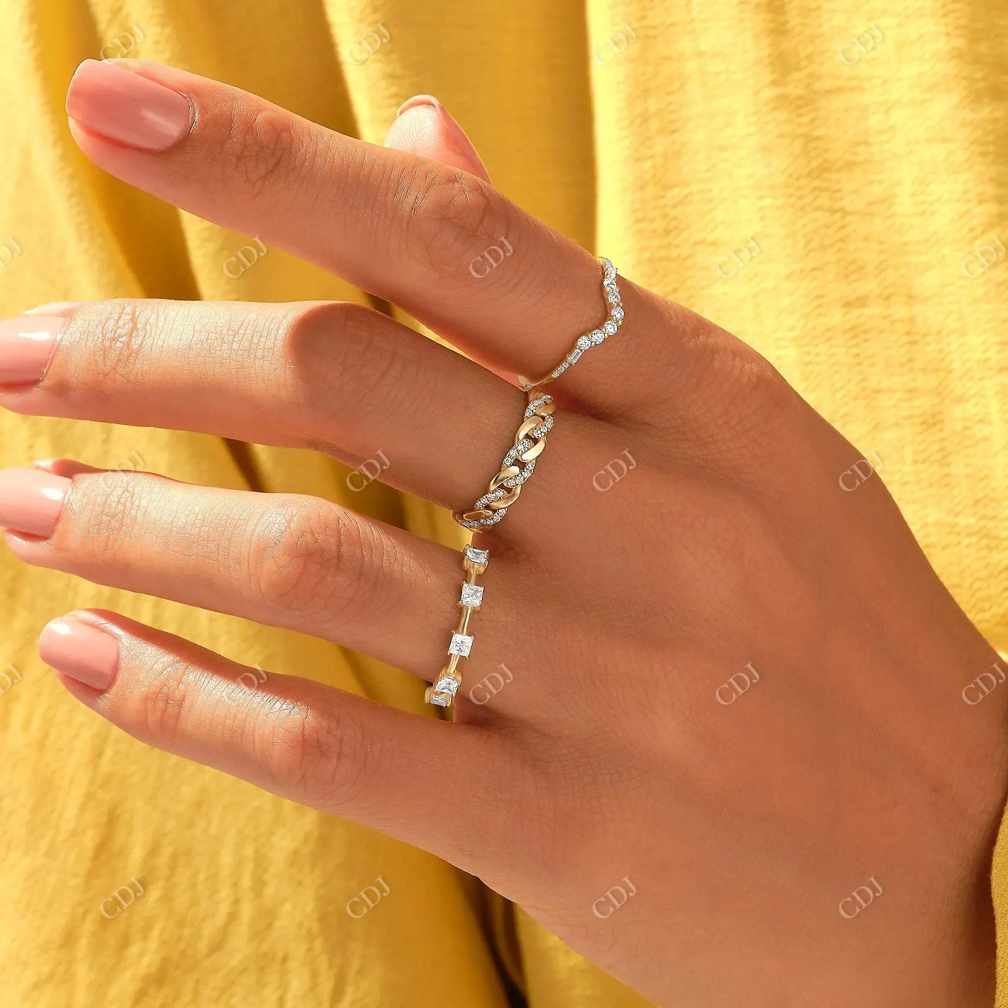 0.20CTW Cluster Lab Grown Diamond Curve Wedding Band