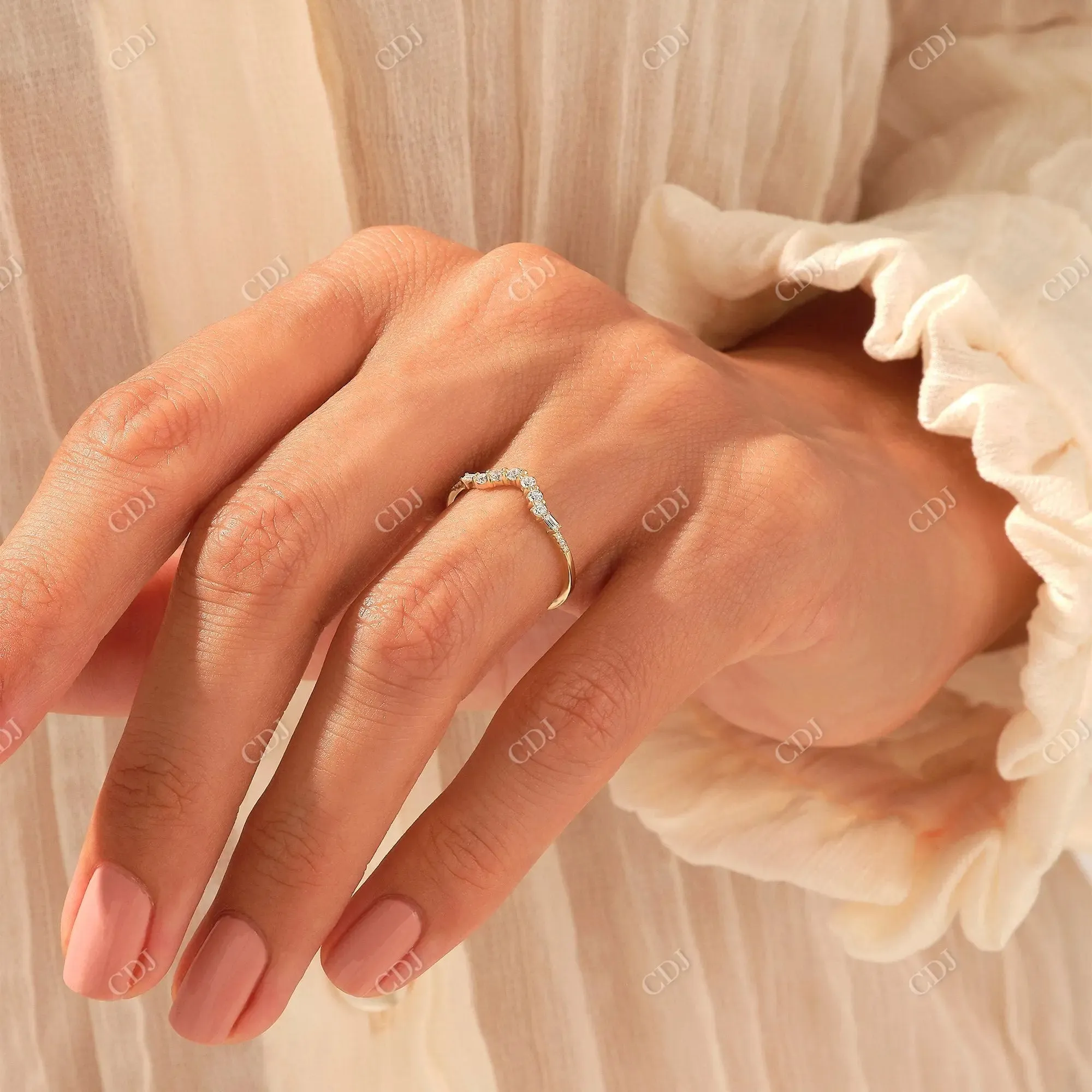 0.20CTW Cluster Lab Grown Diamond Curve Wedding Band