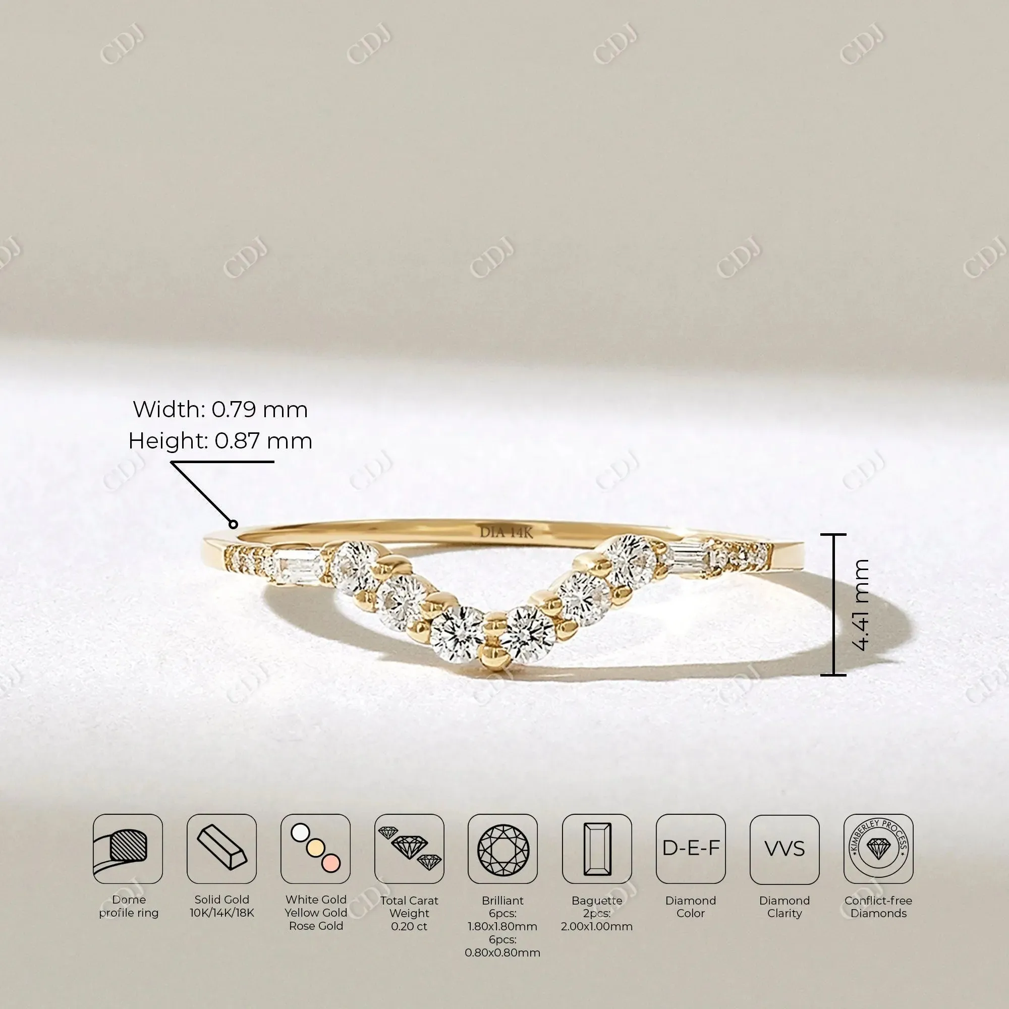 0.20CTW Cluster Lab Grown Diamond Curve Wedding Band