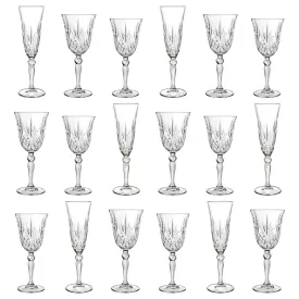 18pc Melodia Red & White Wine Glasses & Champagne Flutes Set - By RCR Crystal