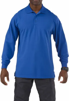 5.11 Tactical Professional Long Sleeve Polo Shirt, Cotton Pique Knit, Reinforced Seams, Style 42056