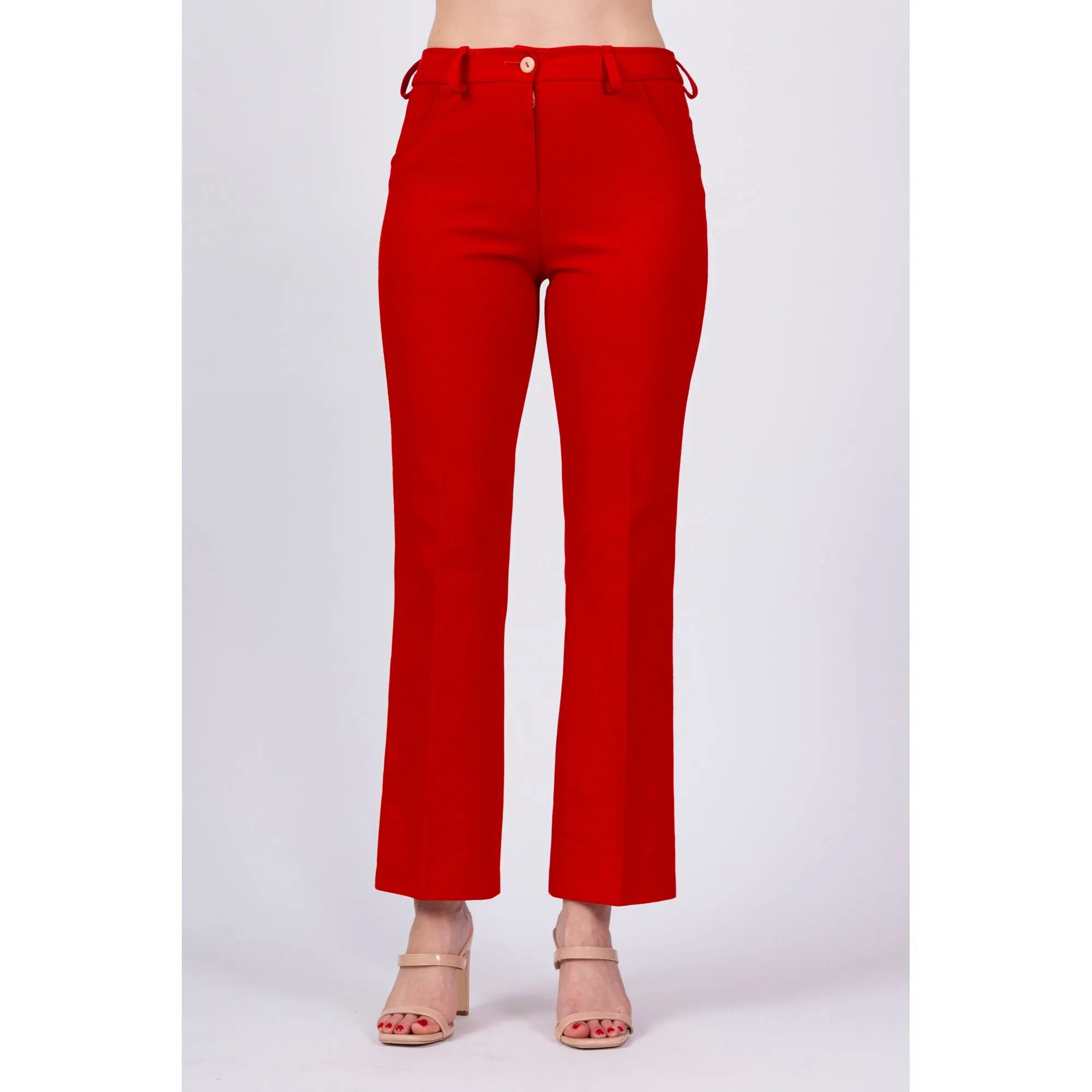 70s Red Mid-Rise Pants - Small