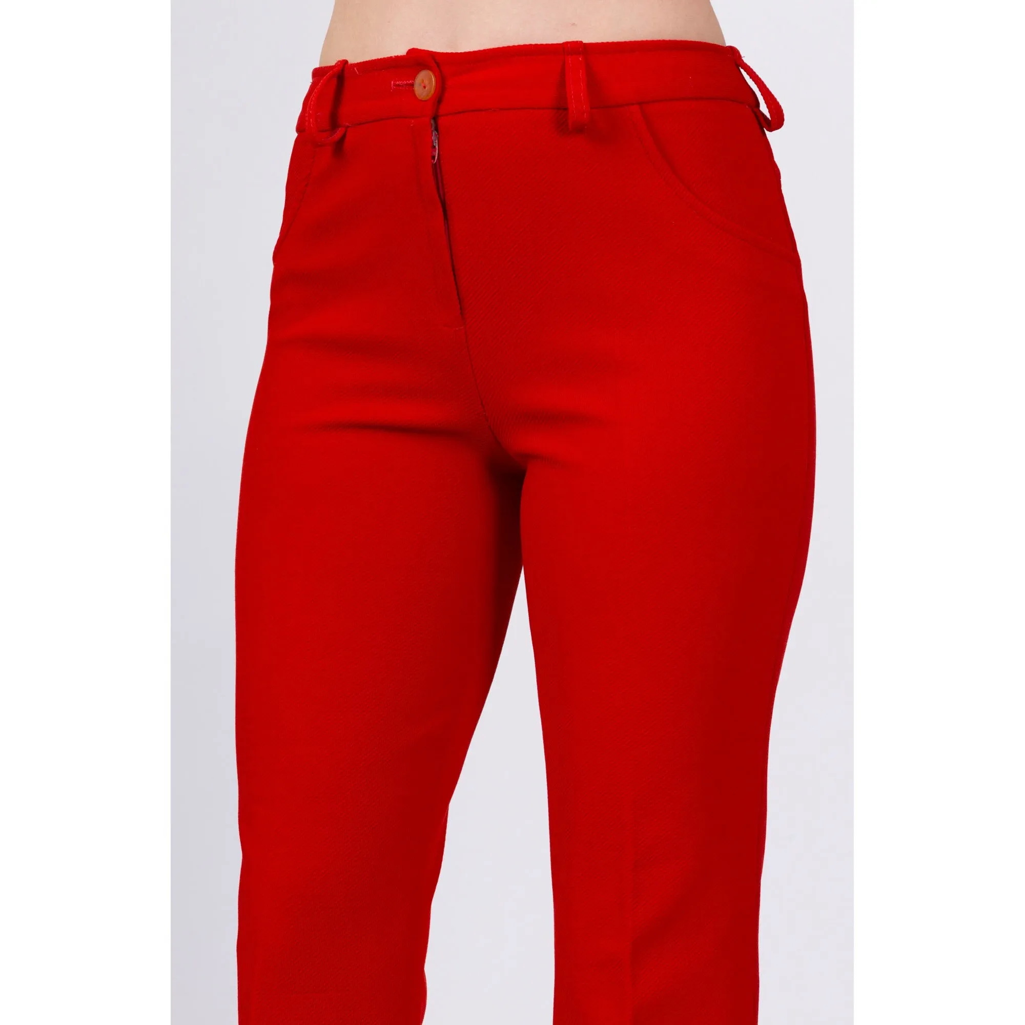 70s Red Mid-Rise Pants - Small