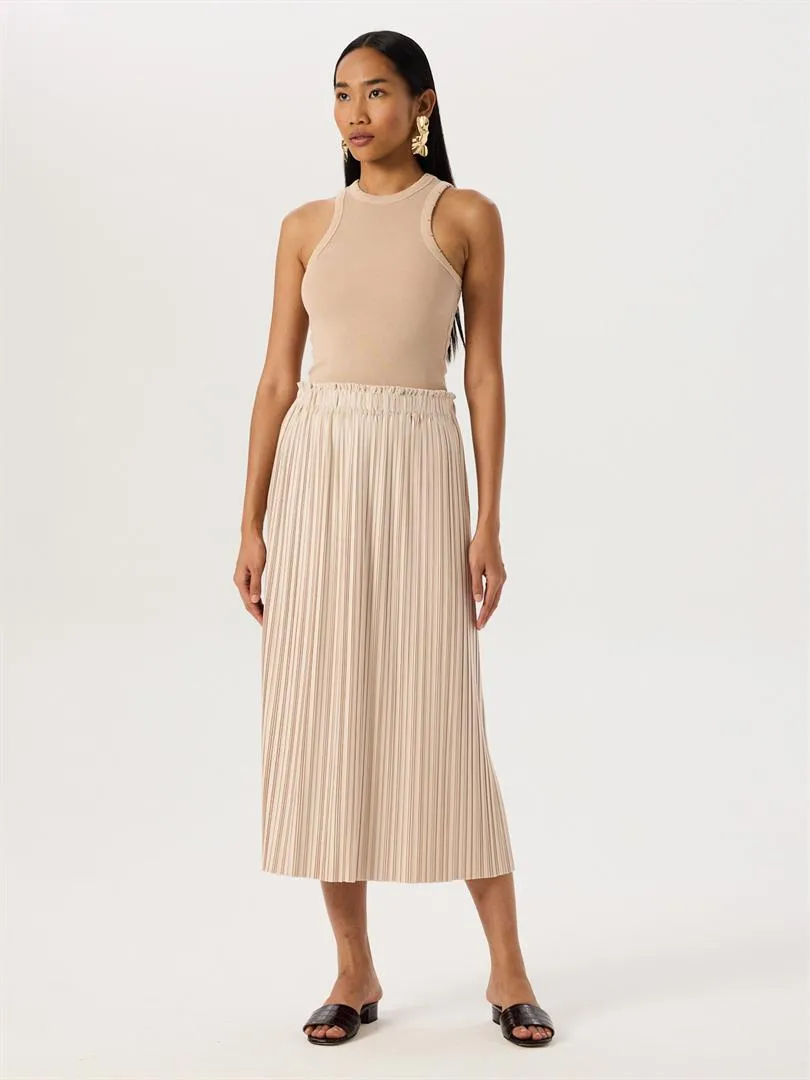 Aged Look Ribbed Swim Collar Tank - Beige