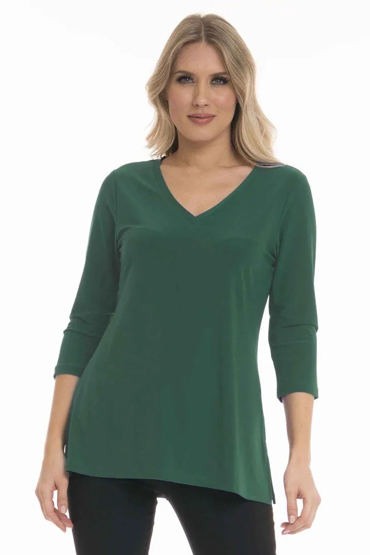 Alisha D Travelwear V Neck 3/4 Sleeve Straight Hem Top Style ADT-85