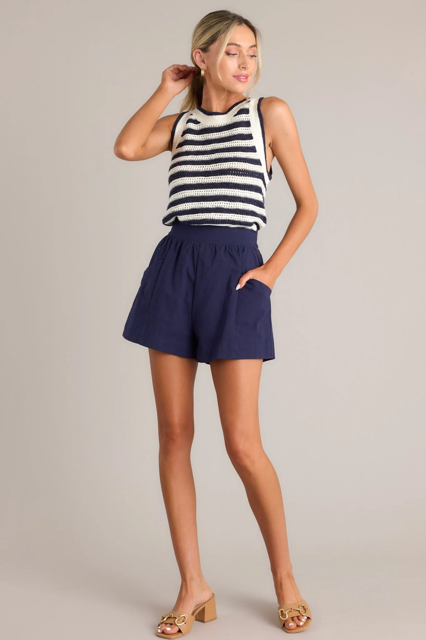 Anchors Away Navy Stripe Knit Tank