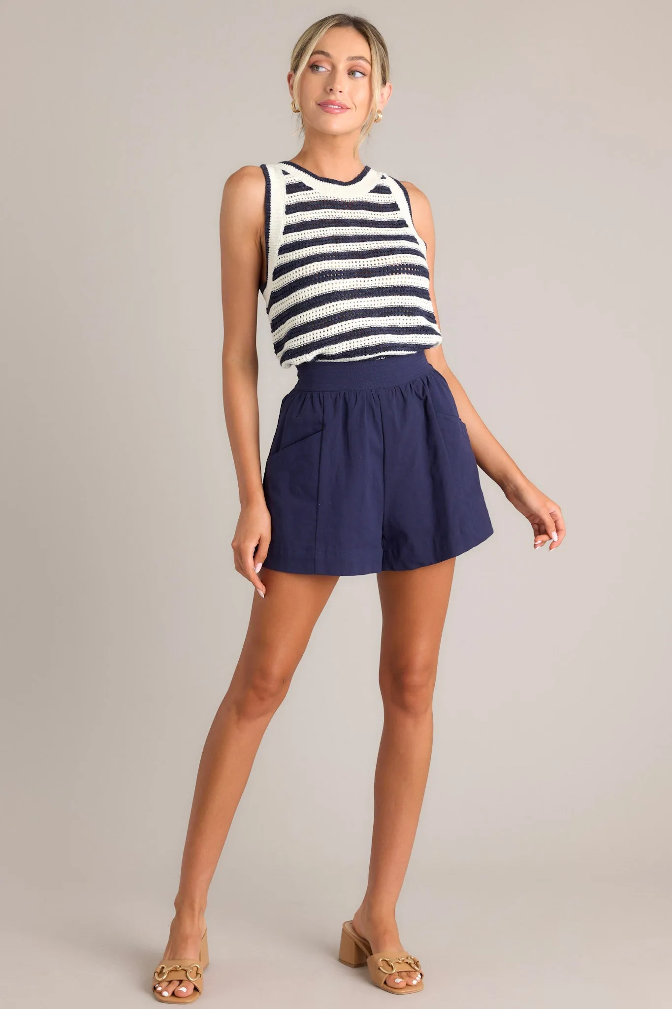 Anchors Away Navy Stripe Knit Tank
