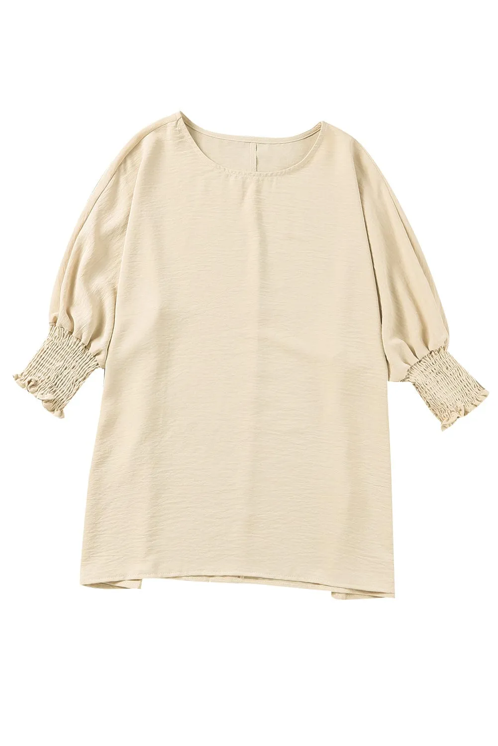 Apricot Smocked Cuff Shift Blouse