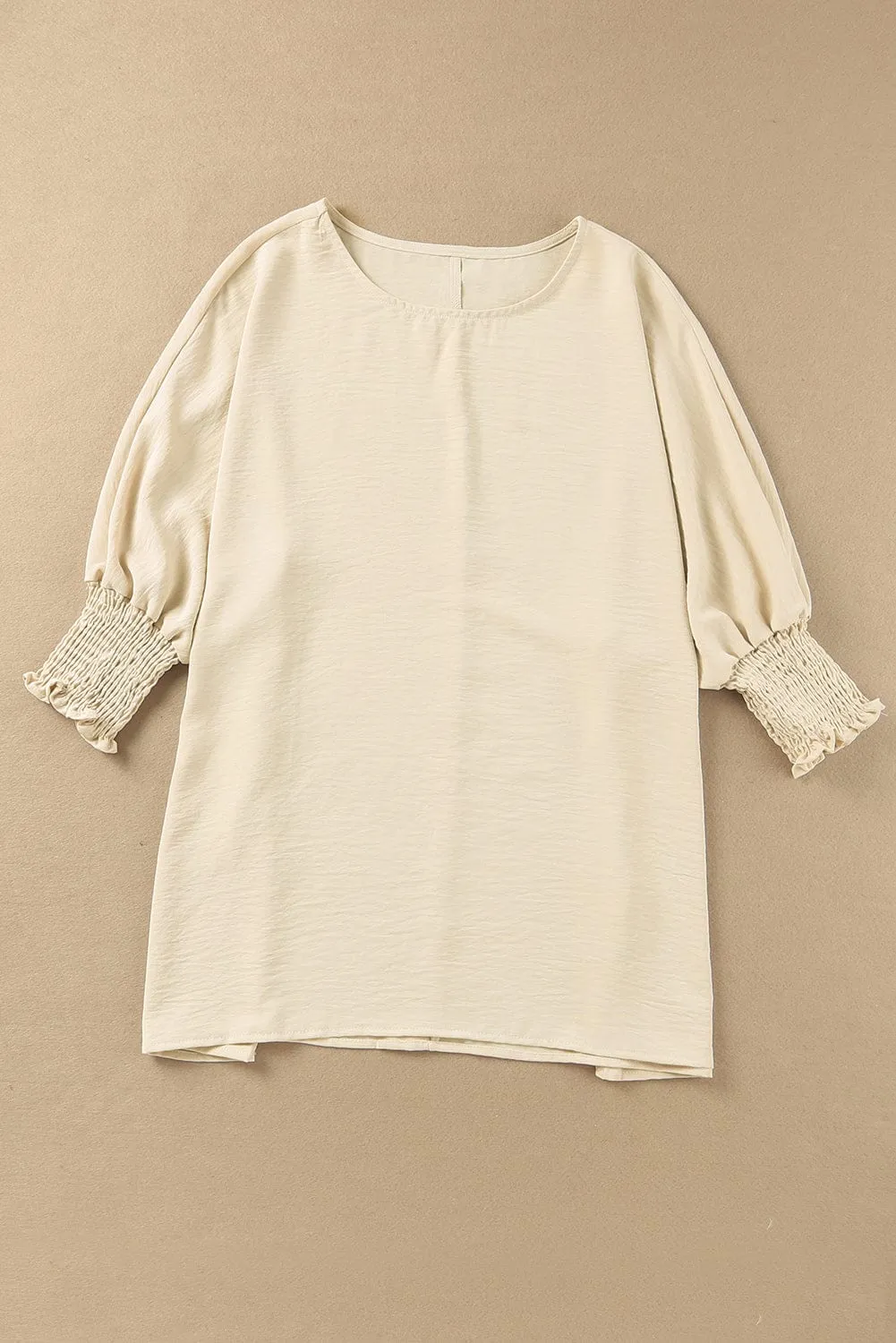 Apricot Smocked Cuff Shift Blouse