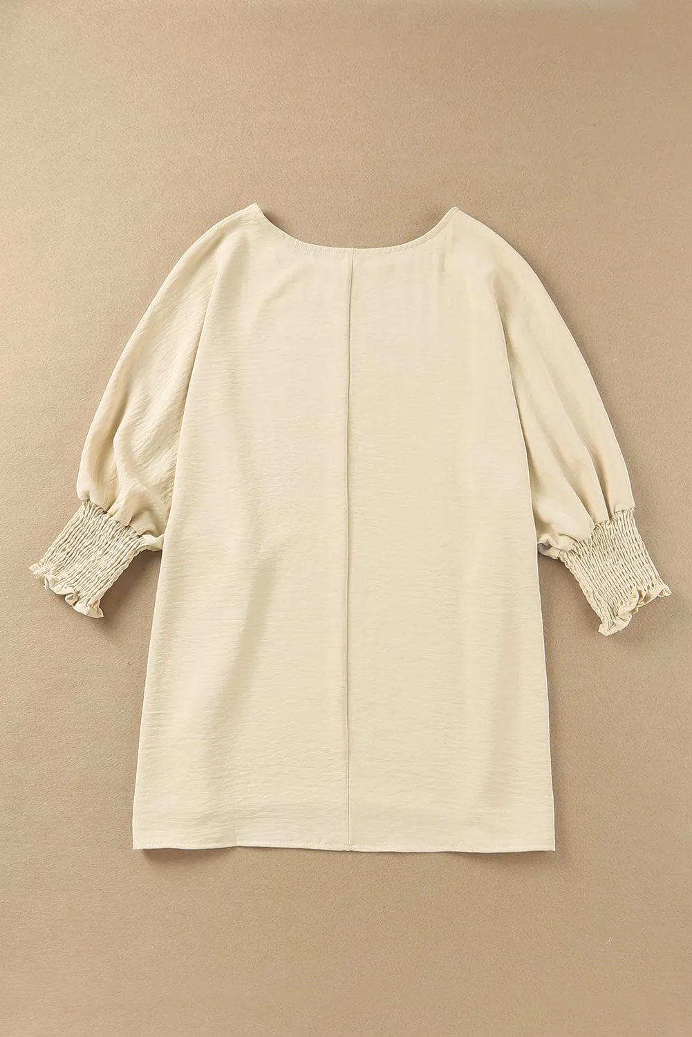 Apricot Smocked Cuff Shift Blouse