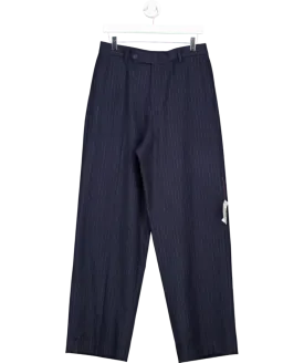 ASOS Blue Navy Pinstripe Trousers W30