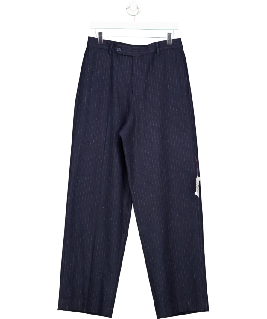 ASOS Blue Navy Pinstripe Trousers W30