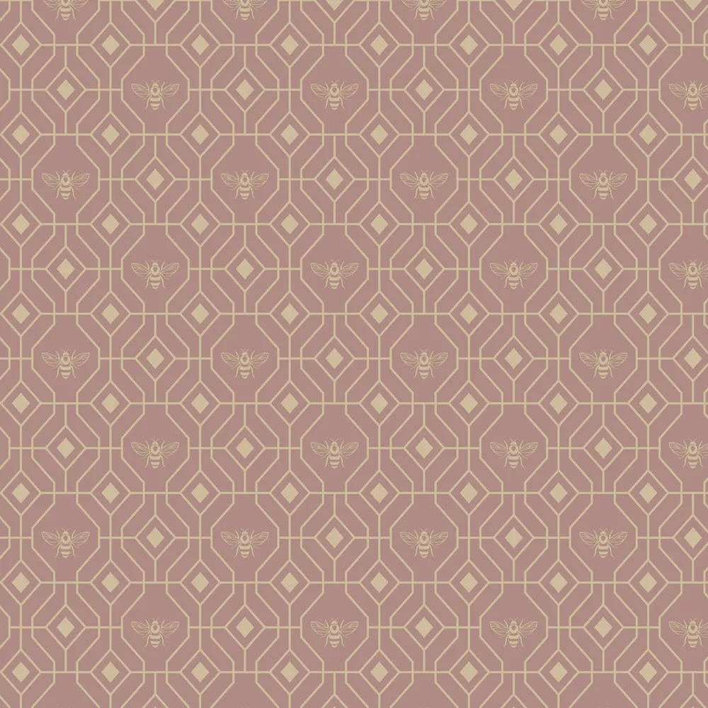 Bee Deco Gold Foil Wallpaper Sample Blush