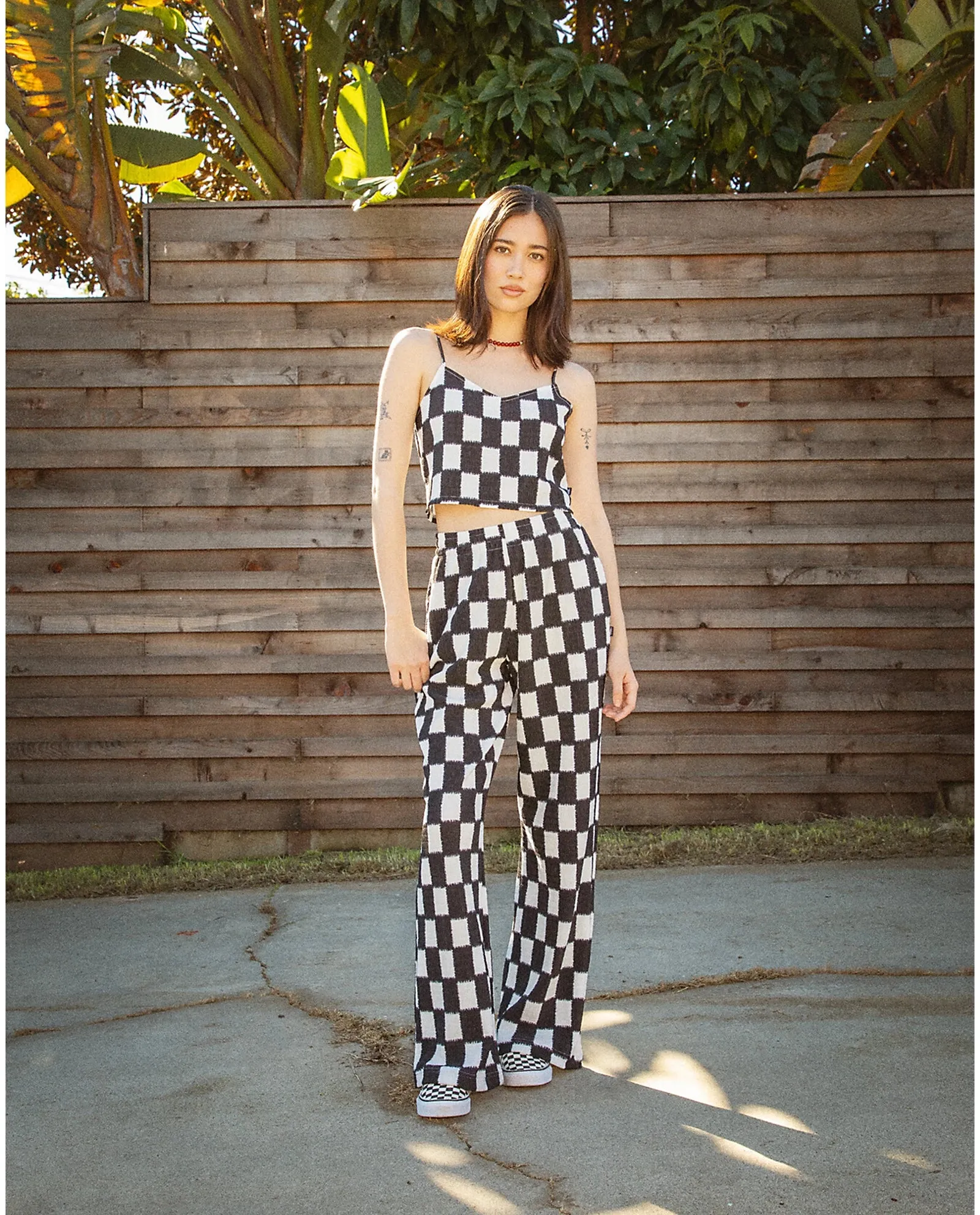 Benton Checker Easy Trousers in Black & Marshmallow