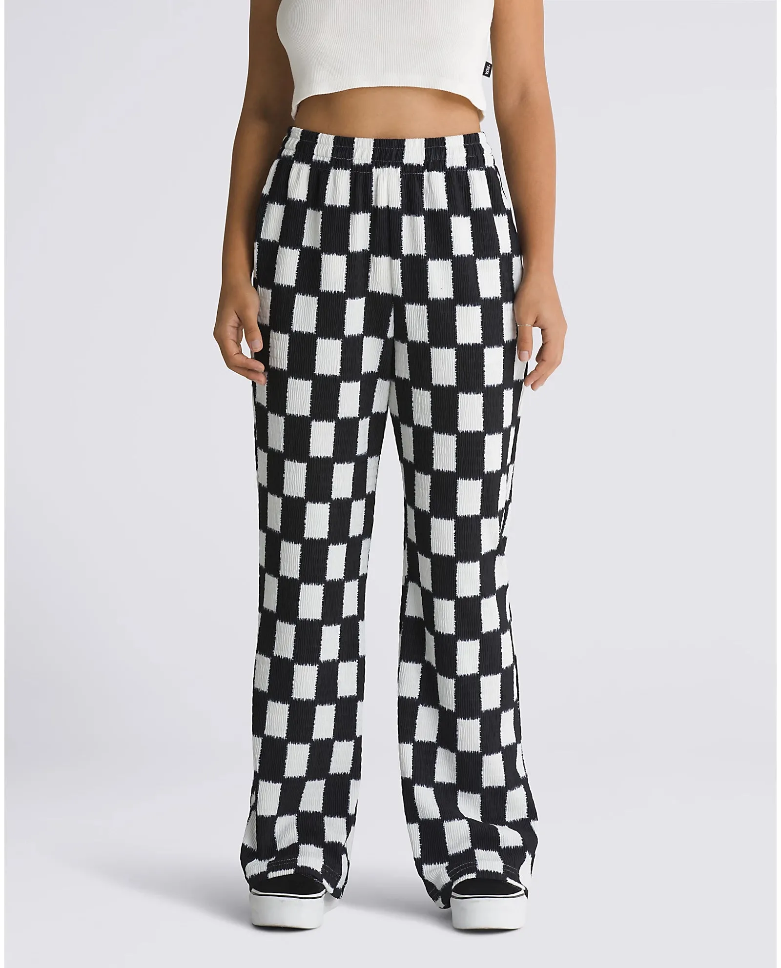 Benton Checker Easy Trousers in Black & Marshmallow
