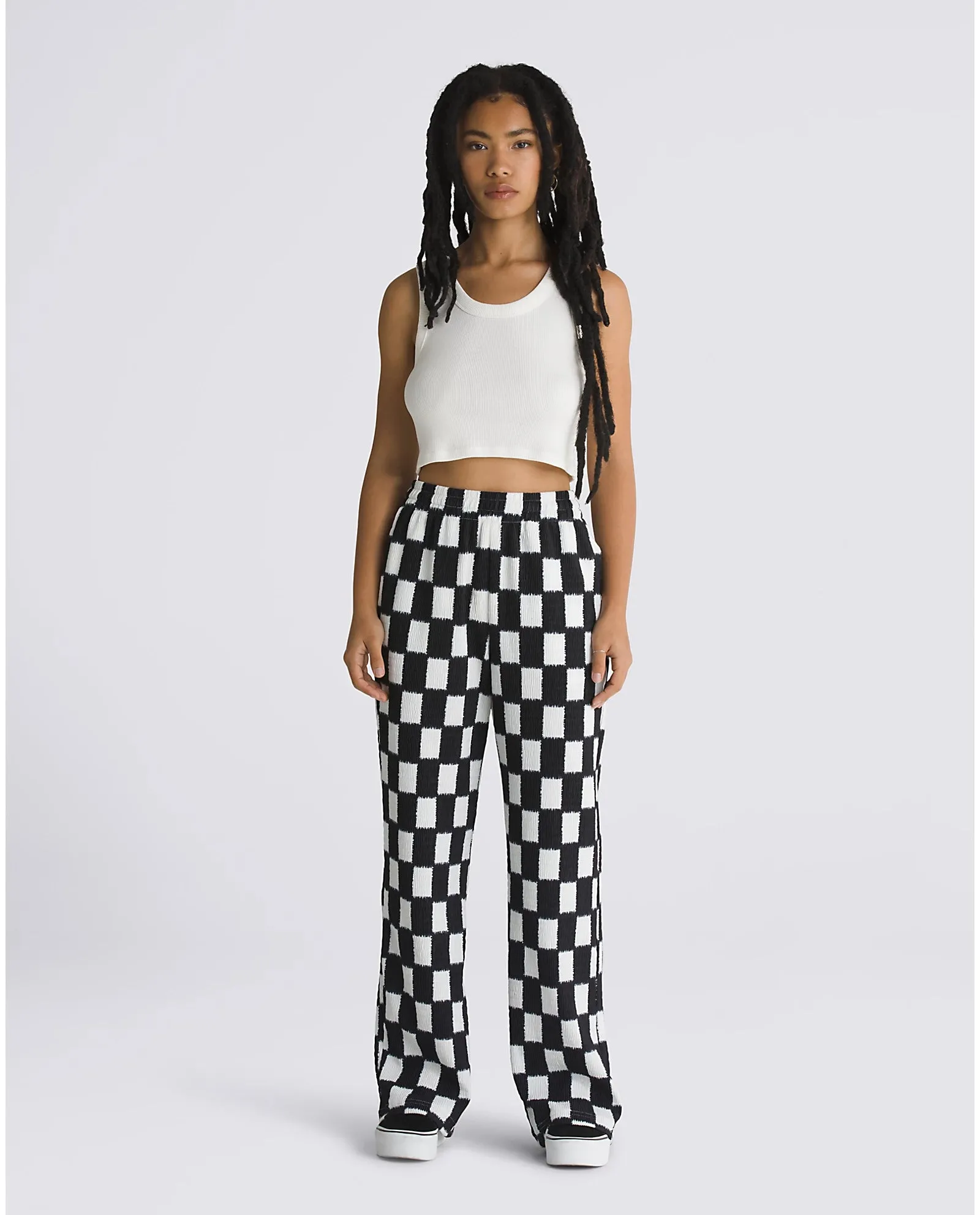 Benton Checker Easy Trousers in Black & Marshmallow