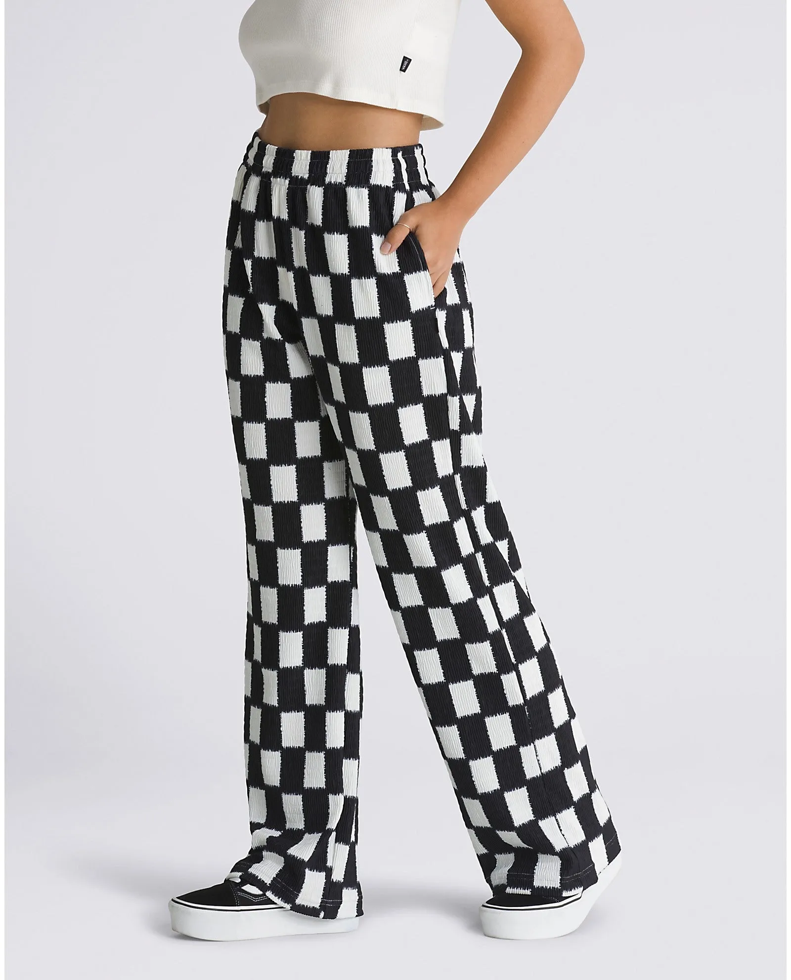 Benton Checker Easy Trousers in Black & Marshmallow