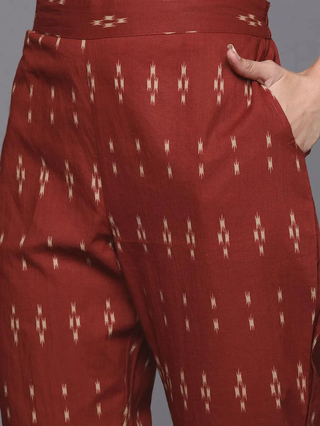 Black Printed Cotton Straight Kurta With Dupatta