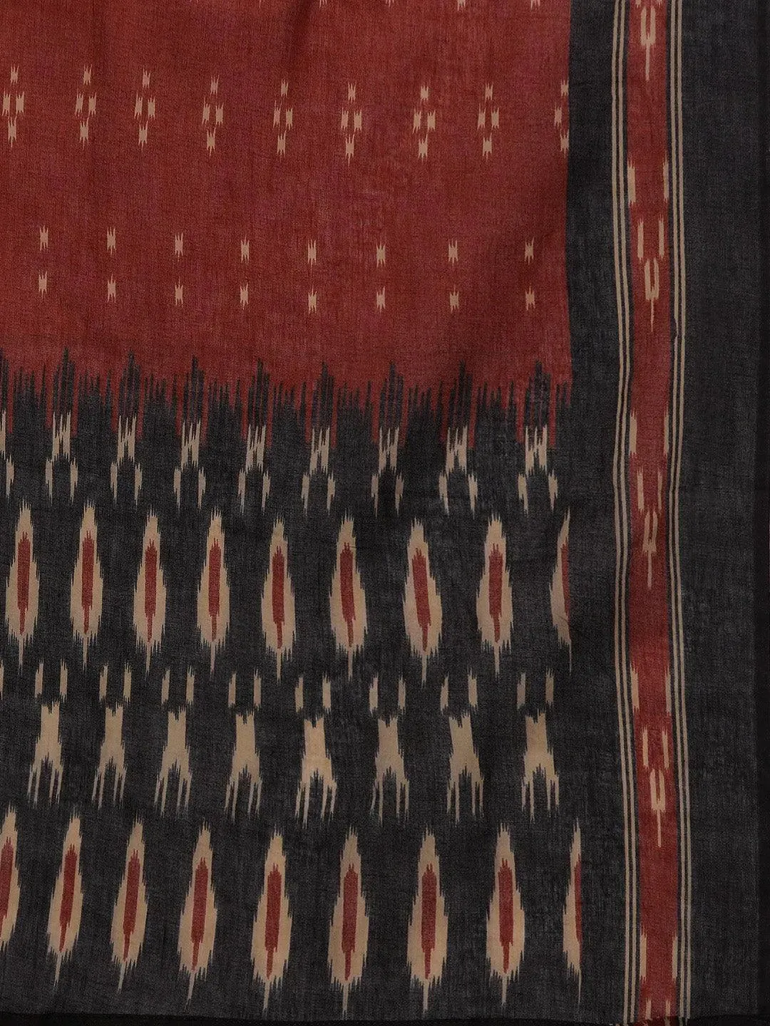 Black Printed Cotton Straight Kurta With Dupatta