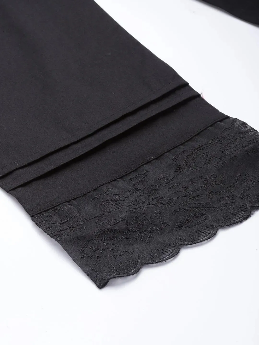 Black Solid Cotton Trousers