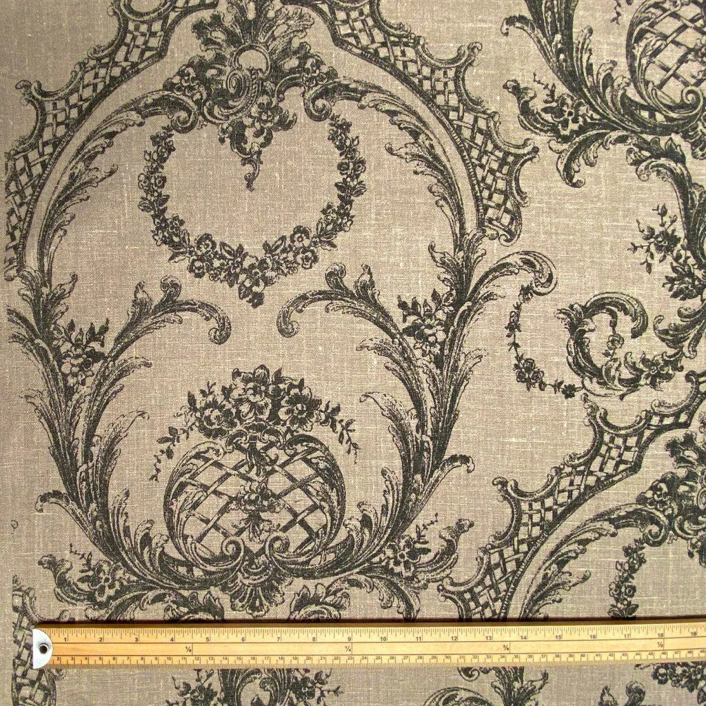 Black Vintage Look 100% Linen Fabric