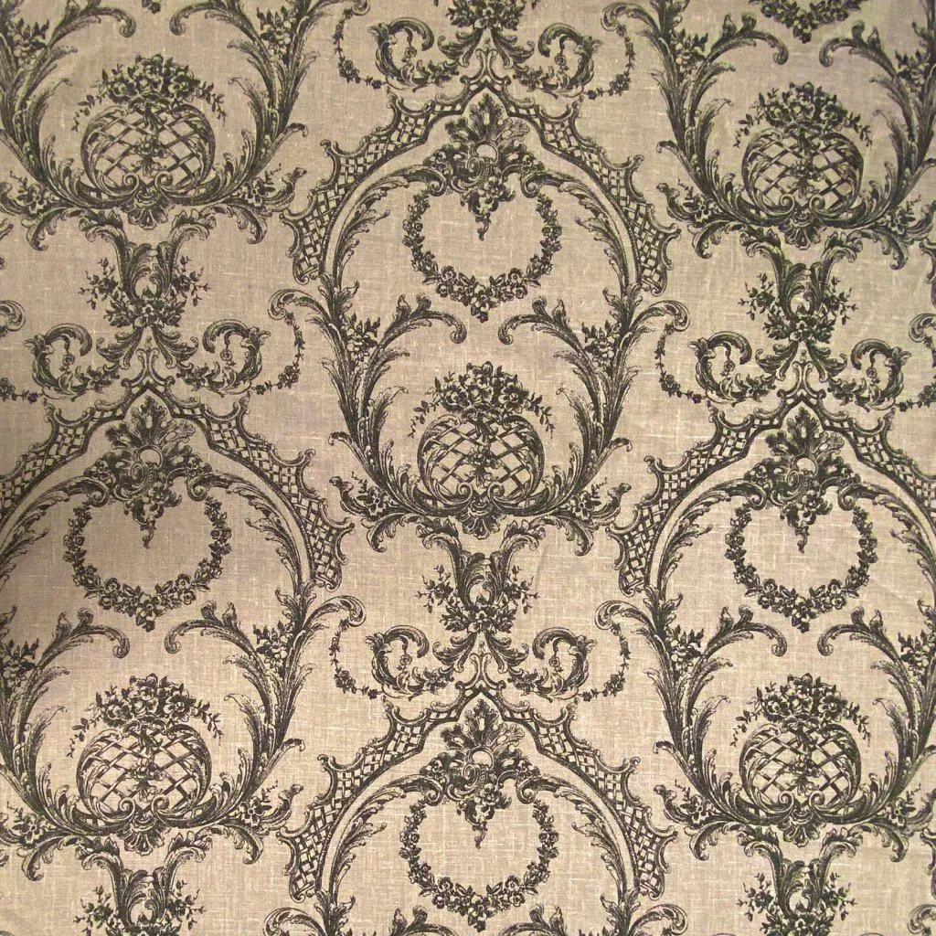 Black Vintage Look 100% Linen Fabric
