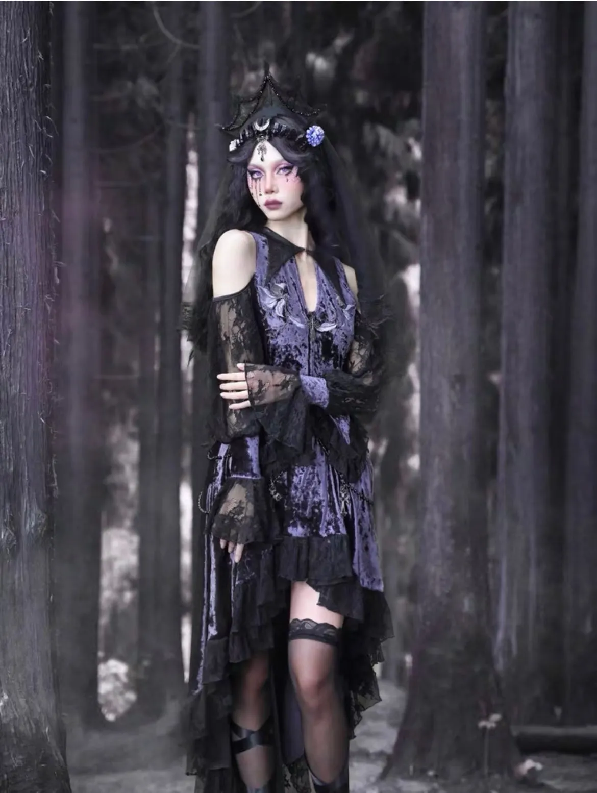 [Blood Supply]Lunar Deity French Off-Shoulder Halloween Top
