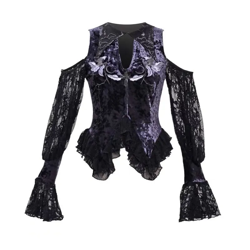 [Blood Supply]Lunar Deity French Off-Shoulder Halloween Top