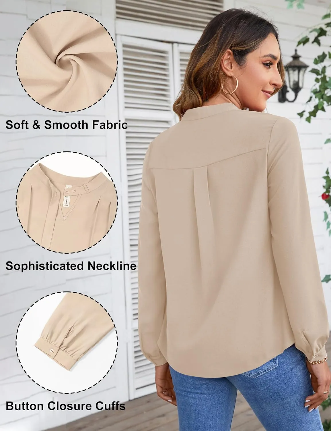 Blooming Jelly Womens Business Casual Tops Elegant Tie Neck Long Sleeve Dressy Fall Blouses 2024 Ladies Trendy Work Shirts