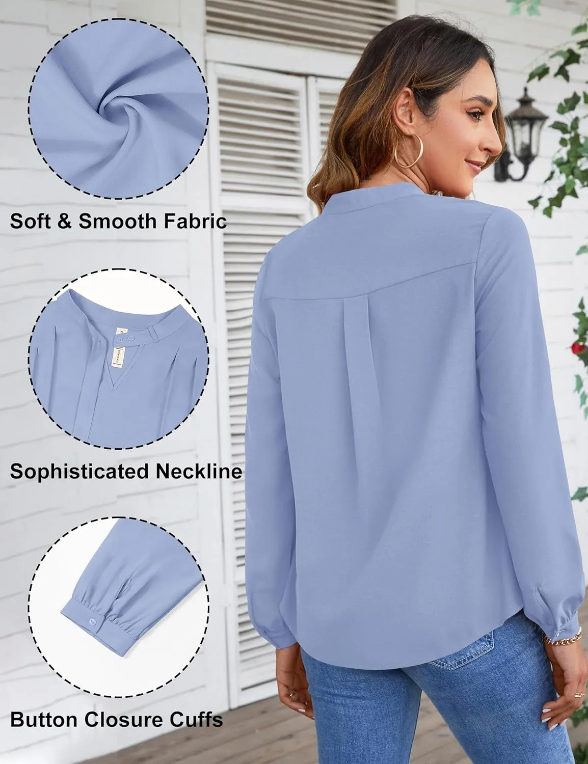 Blooming Jelly Womens Business Casual Tops Elegant Tie Neck Long Sleeve Dressy Fall Blouses 2024 Ladies Trendy Work Shirts
