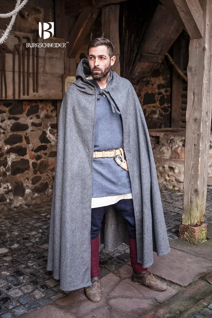 Burgschneider - Wool Hooded Cloak Hibernus - Wool for Historical Costume Clothing Larp SCA