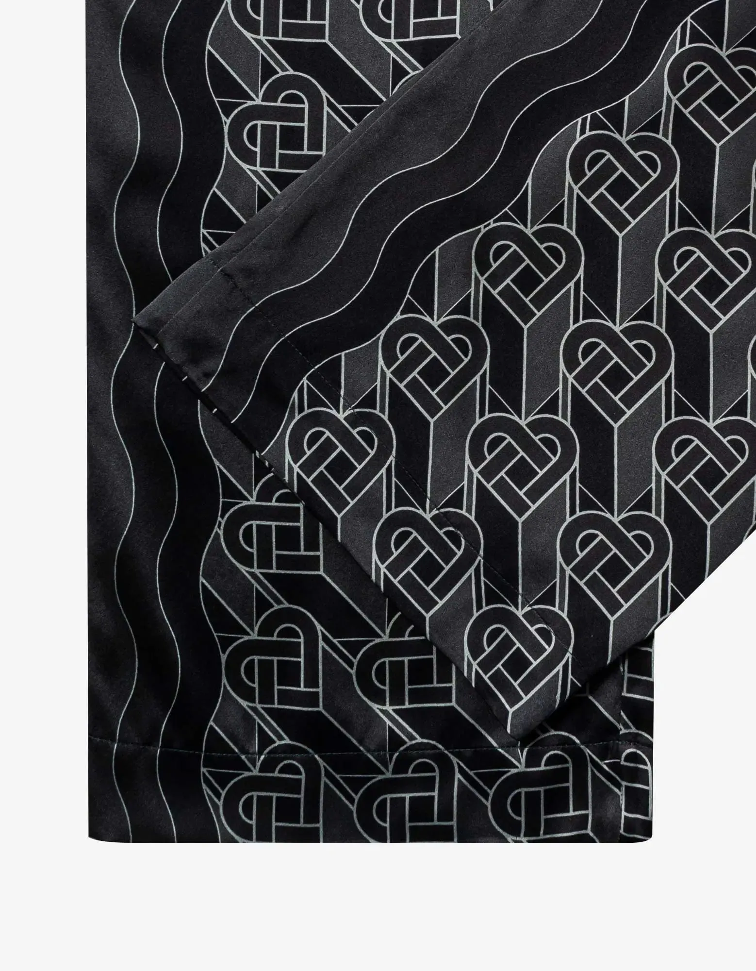 Casablanca Black Heart Monogram Pyjama Silk Trousers