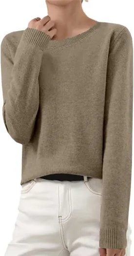 Cashmere Sweaters for Women Casual Long Sleeve Loose Pullover Tops Soft Warm Cozy Lightweight Wool Knit Sweater