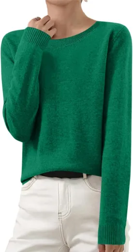 Cashmere Sweaters for Women Casual Long Sleeve Loose Pullover Tops Soft Warm Cozy Lightweight Wool Knit Sweater