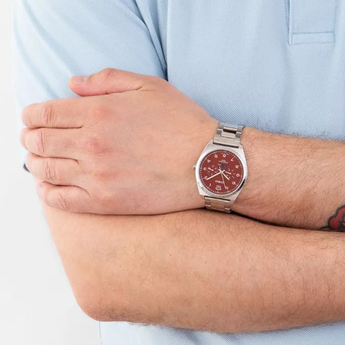 Casio Moon Phase Maroon Dial Men's Watch| MTP-M300D-4AVDF