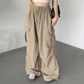 CASUAL ELASTIC WAIST WIDE LEG STRAIGHT LEG PANTS_CWBLP0768