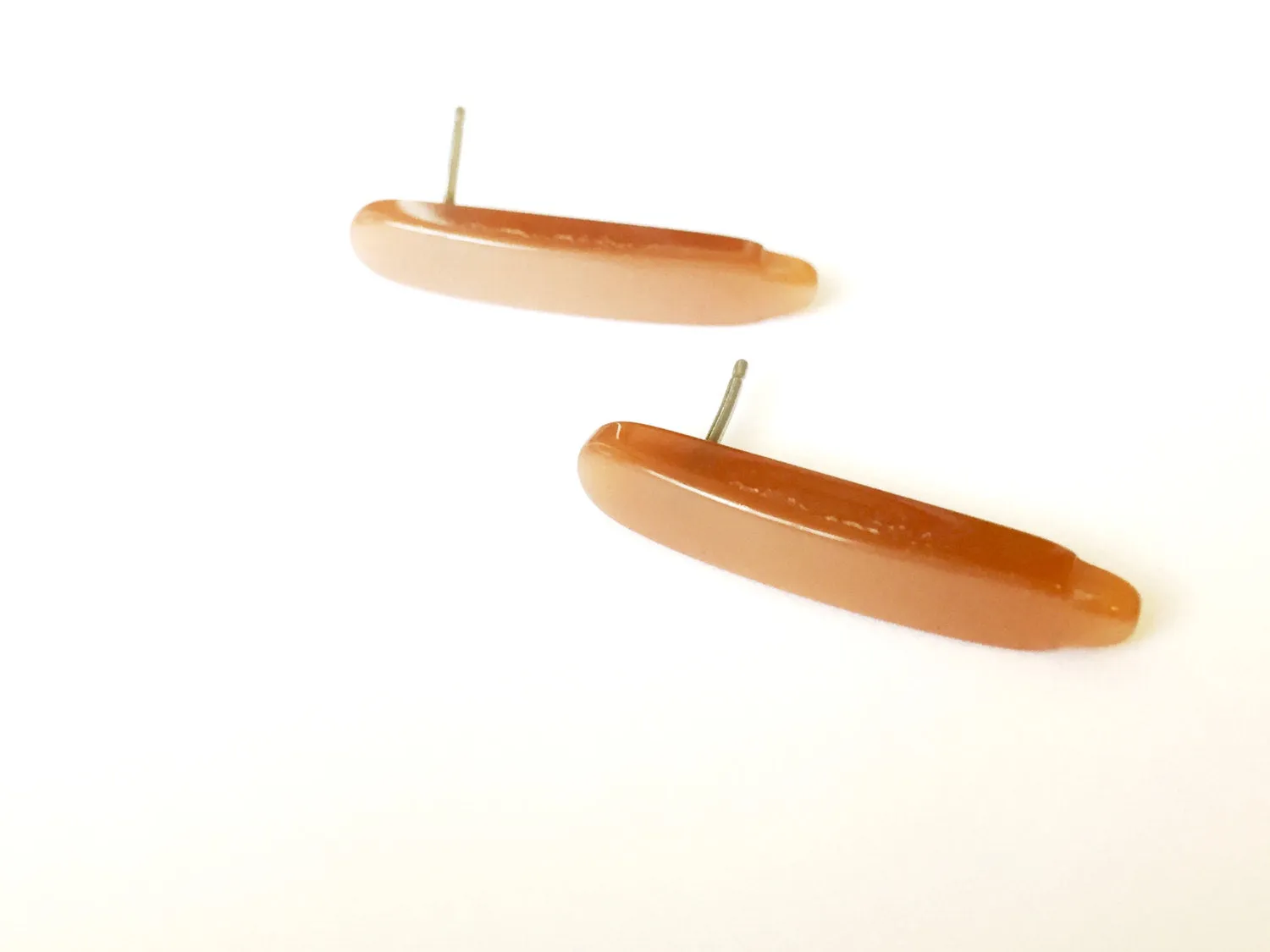 Champagne Beige Moonglow Dagger Stud Earrings