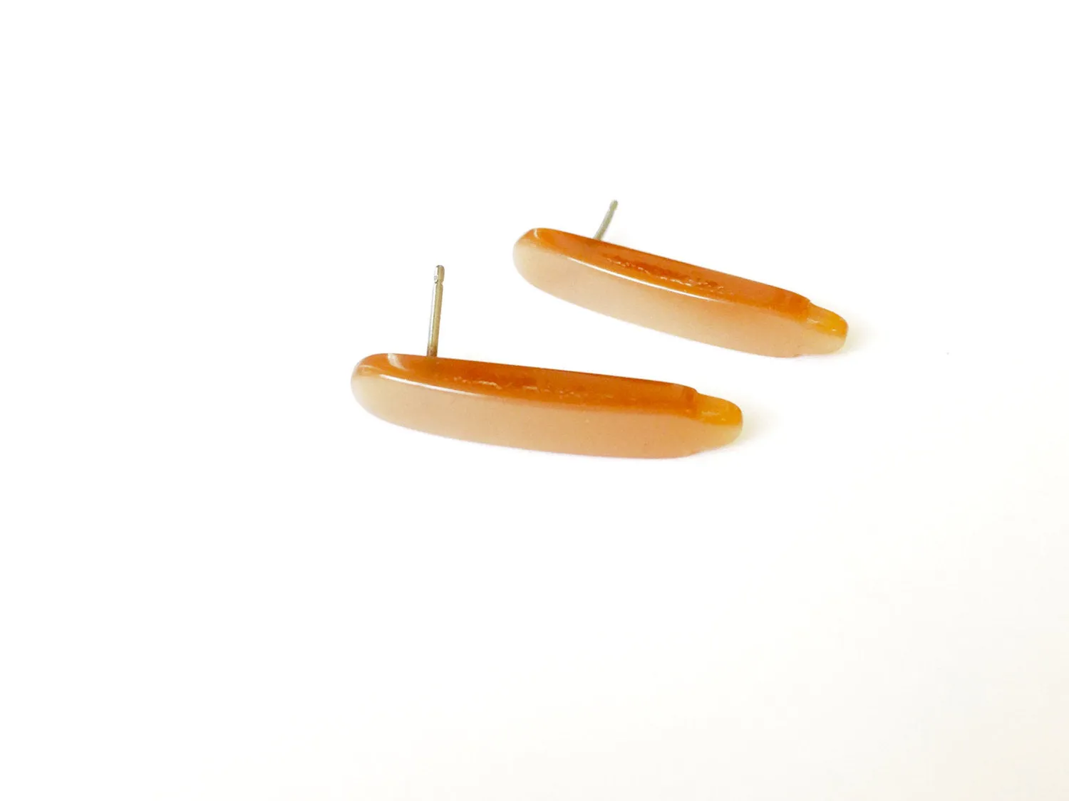 Champagne Beige Moonglow Dagger Stud Earrings