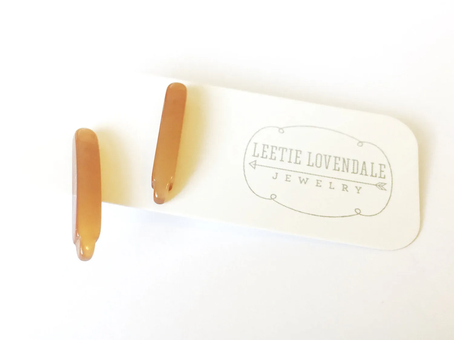 Champagne Beige Moonglow Dagger Stud Earrings