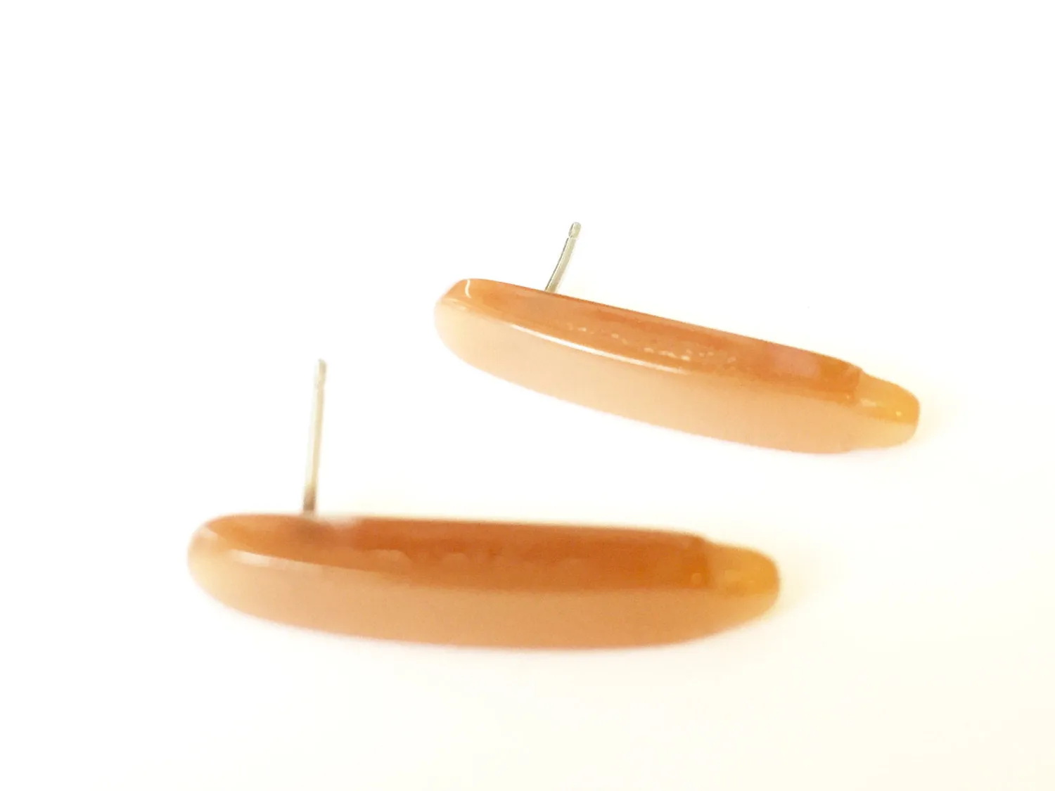 Champagne Beige Moonglow Dagger Stud Earrings