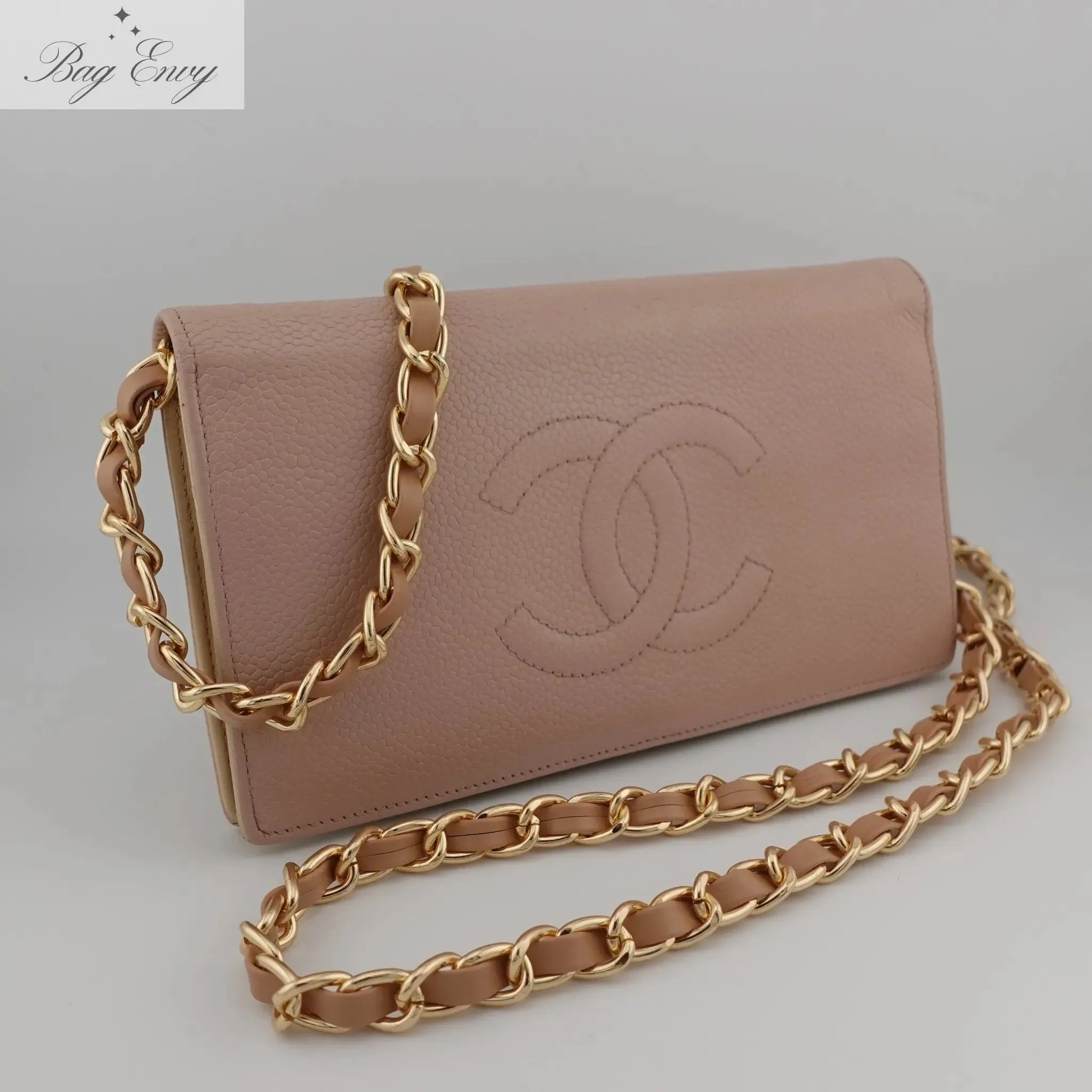 CHANEL Caviar Timeless Bifold Wallet on Chain