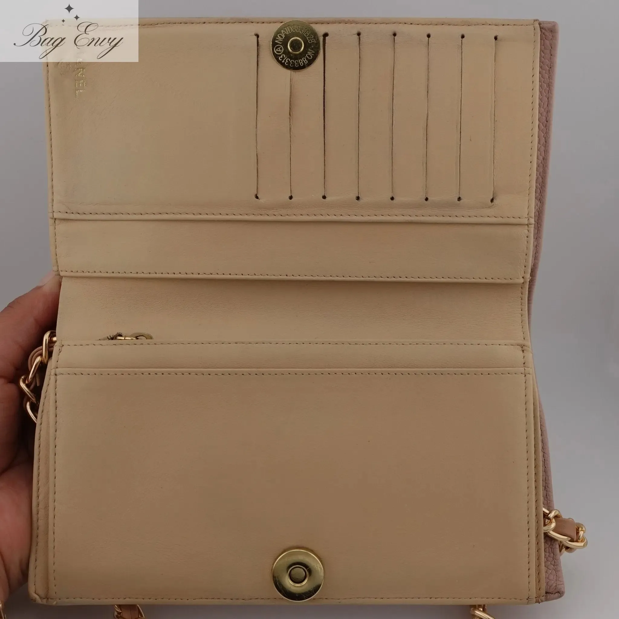 CHANEL Caviar Timeless Bifold Wallet on Chain