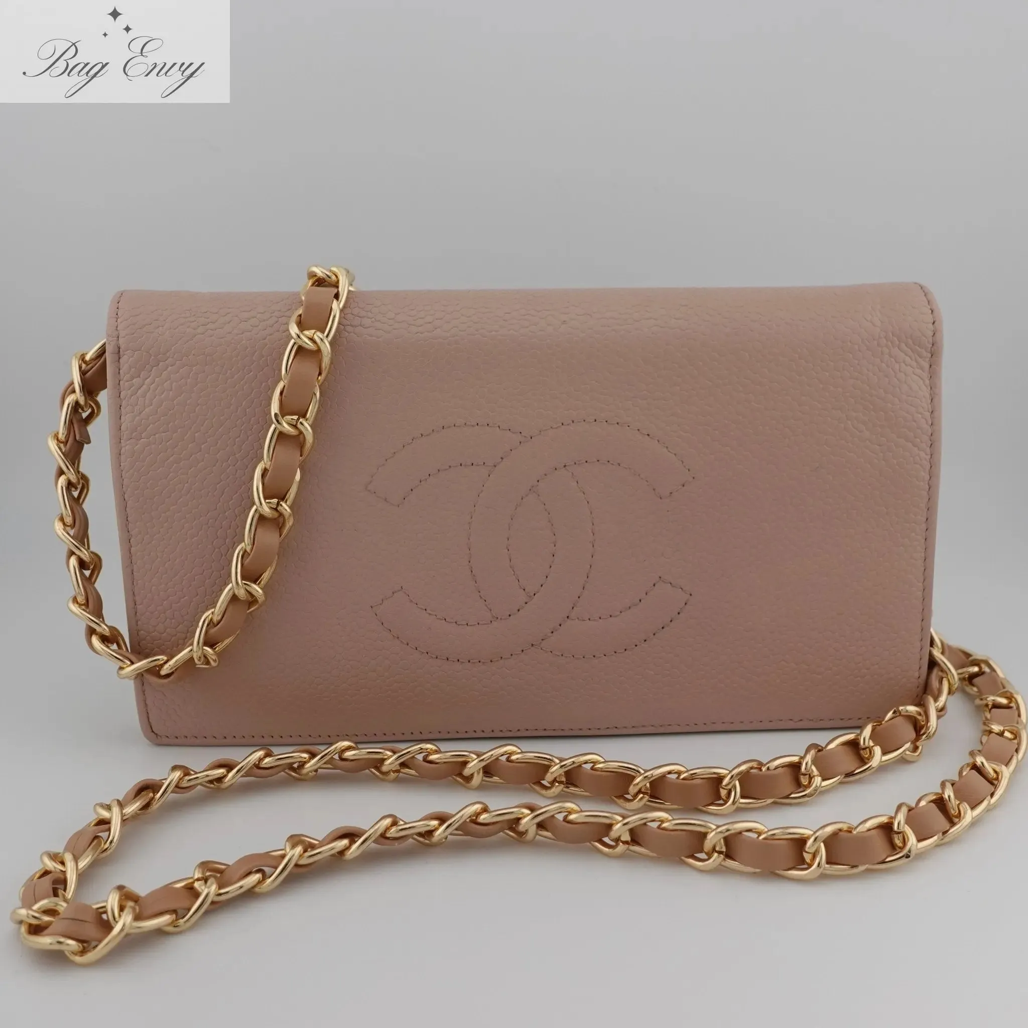 CHANEL Caviar Timeless Bifold Wallet on Chain