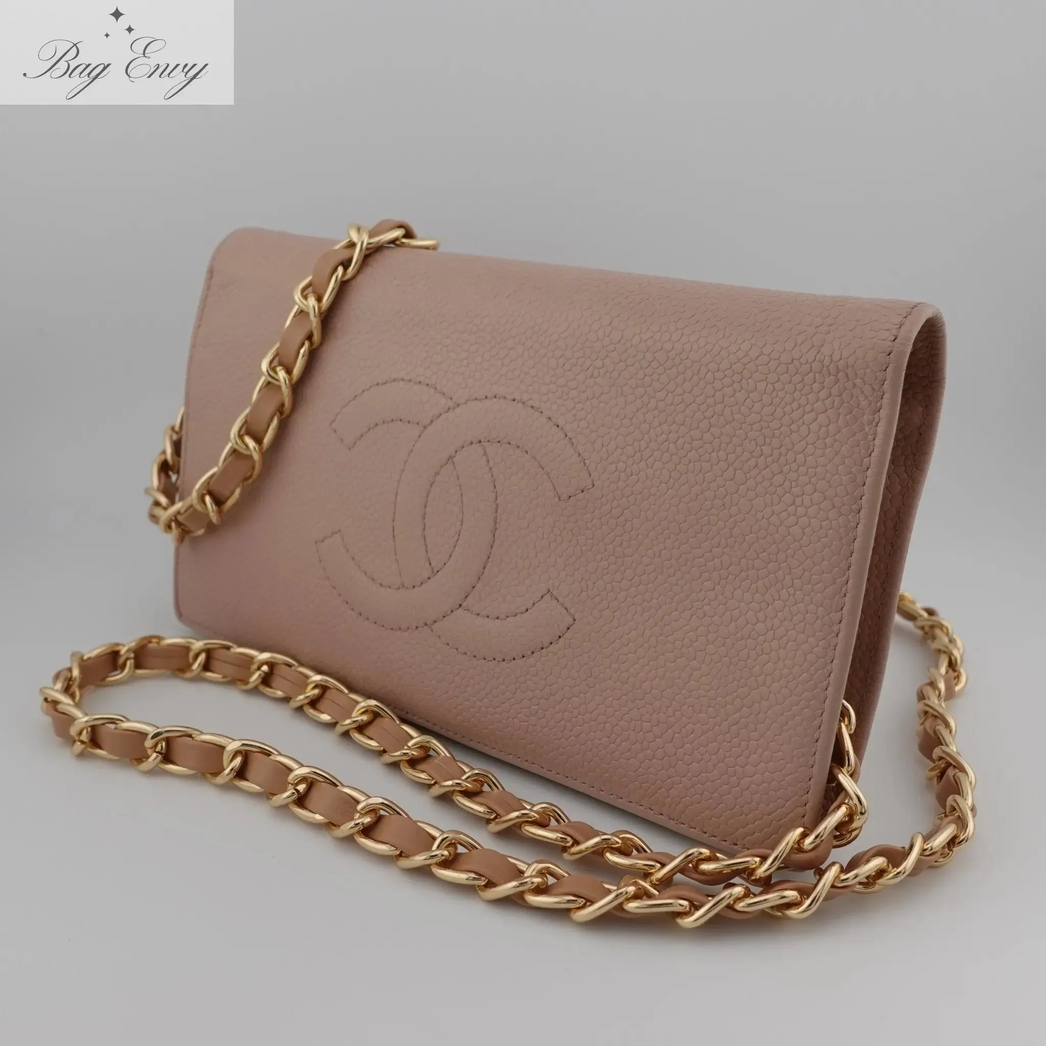 CHANEL Caviar Timeless Bifold Wallet on Chain