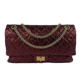 Chanel - Metallic Quilted Calfskin 2.55 Reissue 227 Double Flap - Maroon