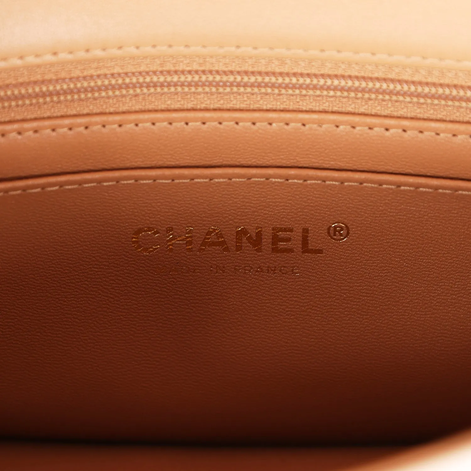 Chanel Mini Rectangular Flap with Top Handle Beige Lambskin Light Gold Hardware