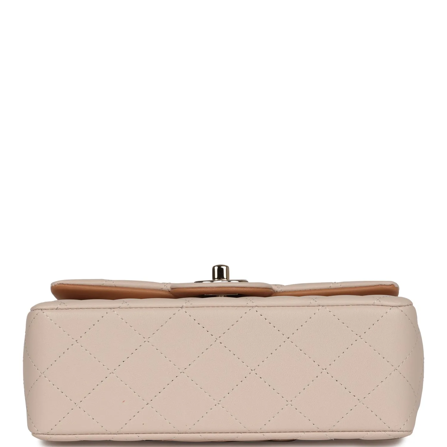 Chanel Mini Rectangular Flap with Top Handle Beige Lambskin Light Gold Hardware