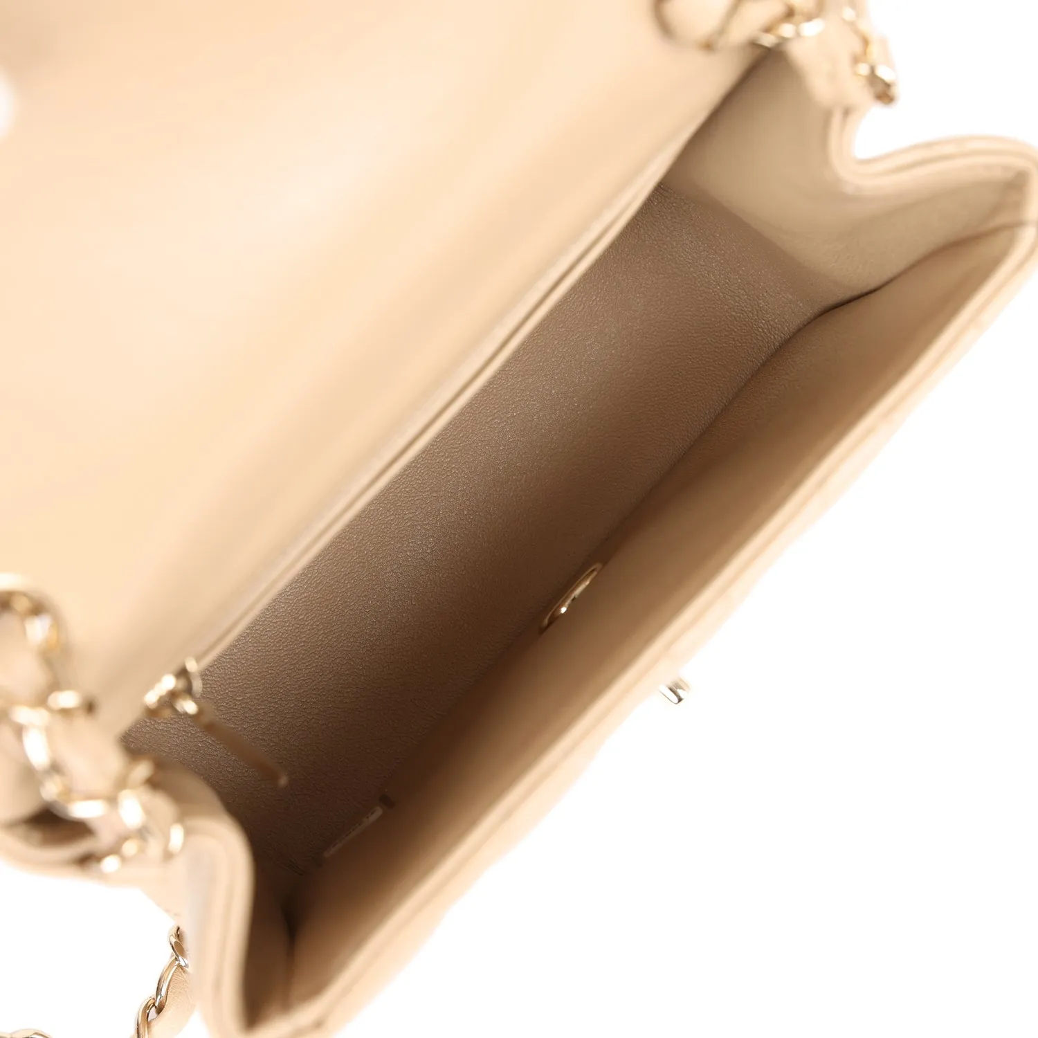 Chanel Mini Square Flap Bag Beige Lambskin Light Gold Hardware