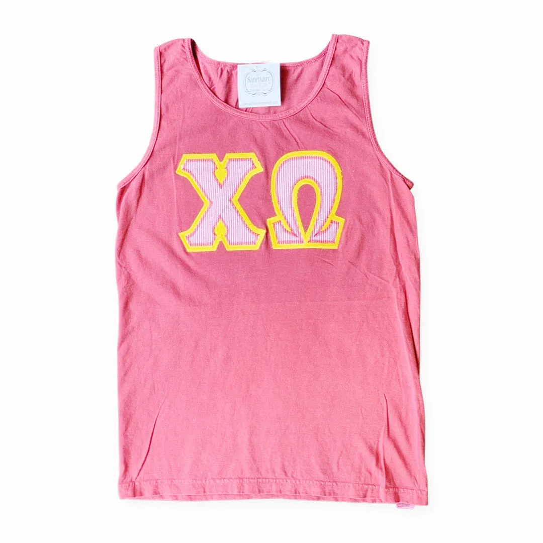 CHI OMEGA DOUBLE APPLIQUE TANK
